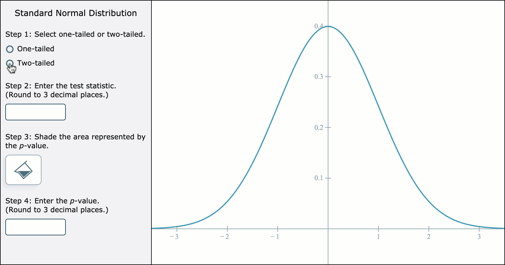 Standard Normal Distribution tool